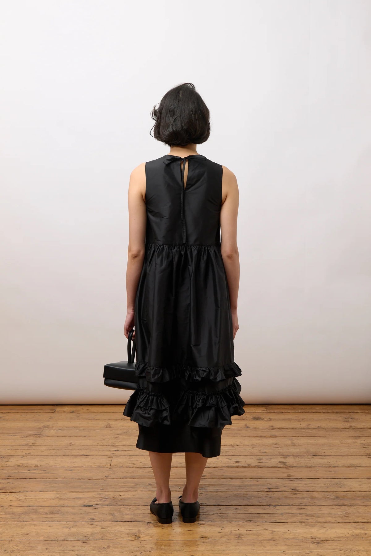 CAWLEY SILK DUPION GENEVIEVE DRESS - BLACK