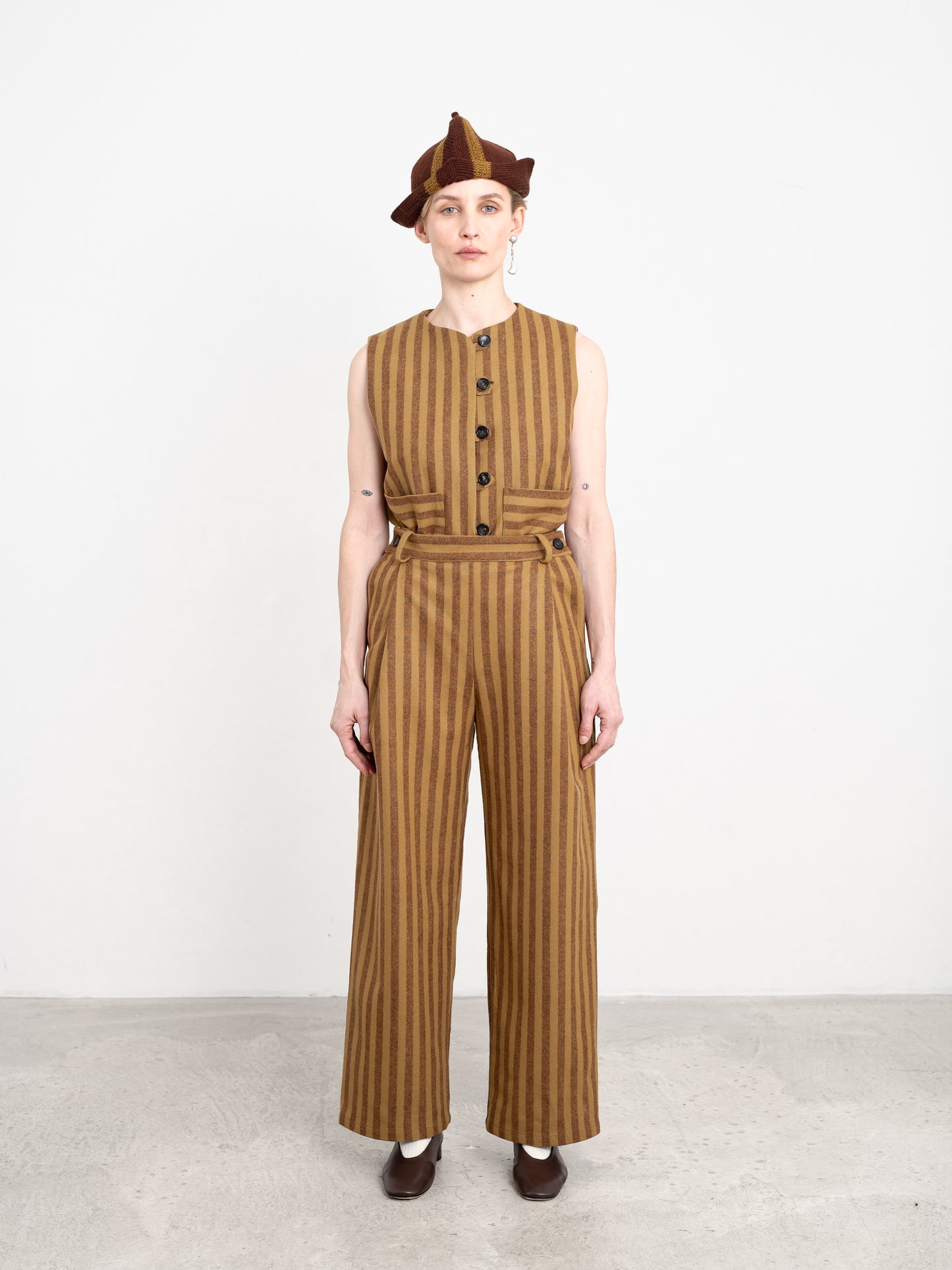 CAWLEY PORTUGUESE STRIPED WOOL GEORGIA TROUSER