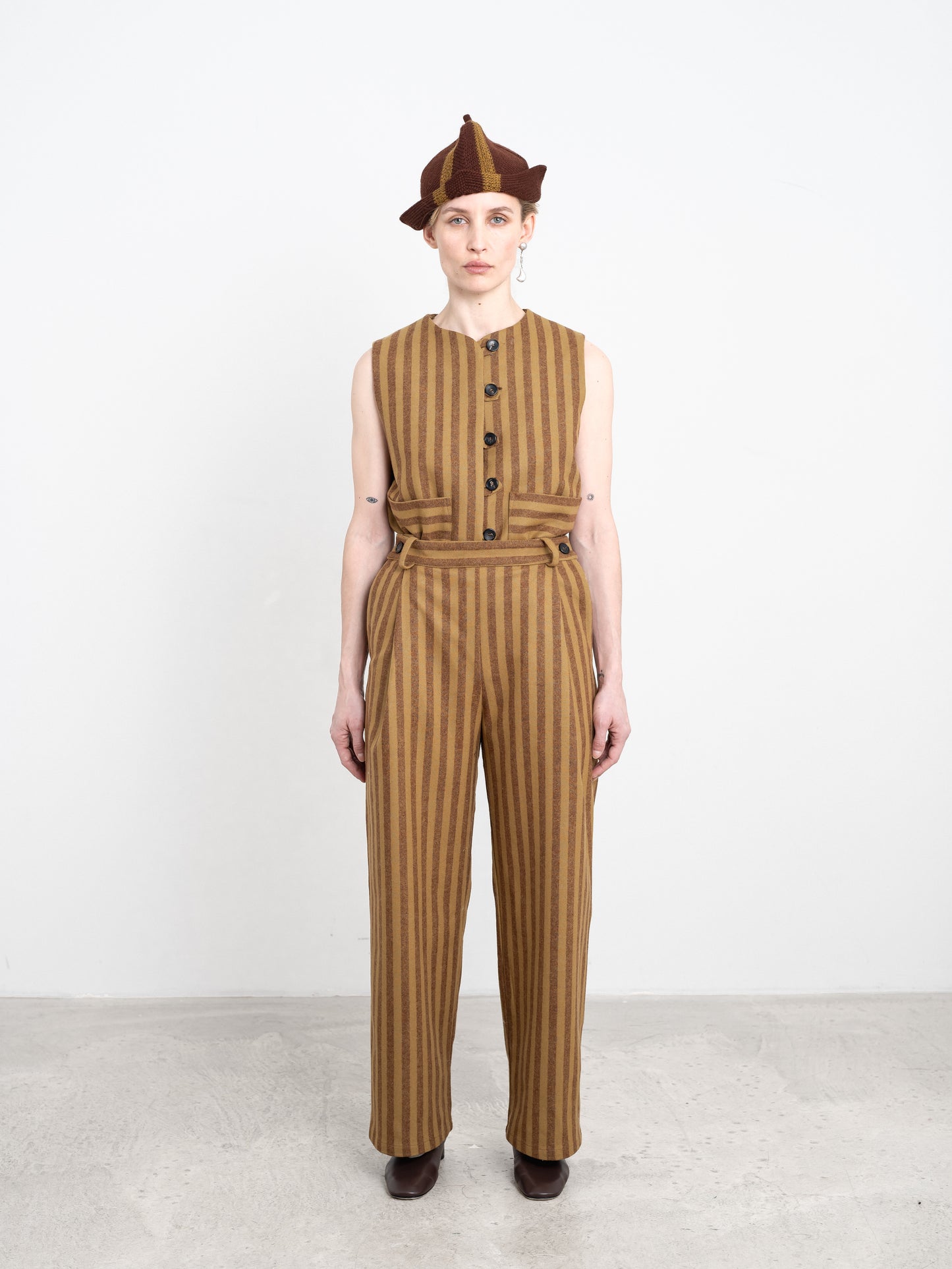CAWLEY PORTUGUESE STRIPED WOOL GEORGIA TROUSER