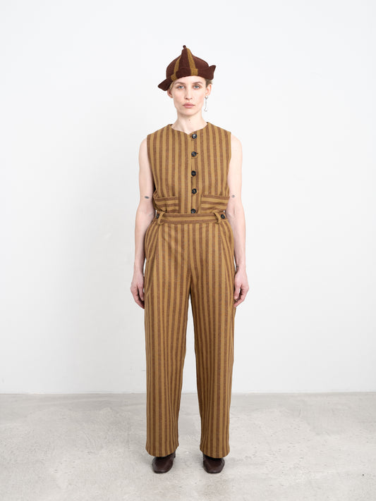 CAWLEY PORTUGUESE STRIPED WOOL GEORGIA TROUSER