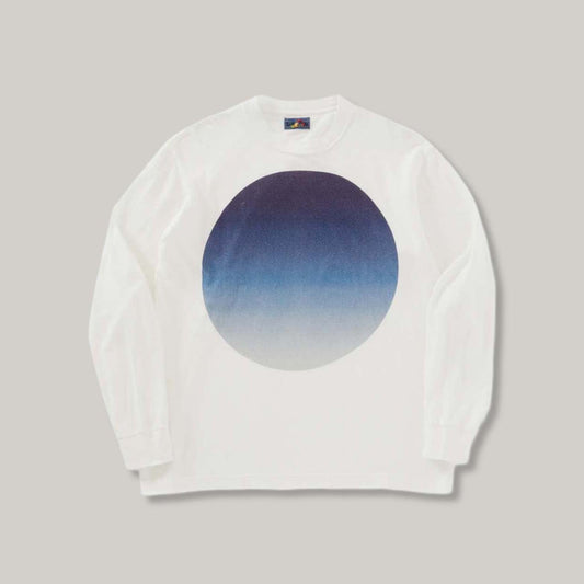 BLUE BLUE JAPAN GRADATION BIG CIRCLE PRINT LS TEE - BLUE