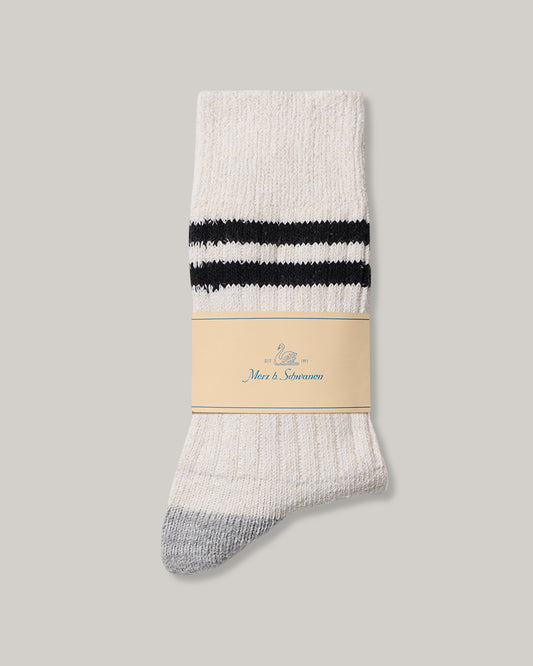 MERZ B SCHWANEN RECYCLED COTTON STRIPED SOCKS - NATURE/ BLACK