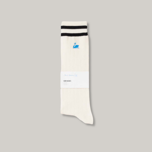 MERZ B SCHWANEN GOOD BASICS SOCKS - WHITE/ BLACK