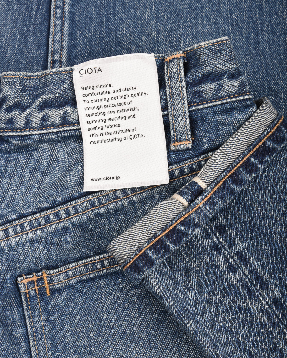 CIOTA WIDE BAGGY 5 POCKET PANTS - MEDIUM BLUE