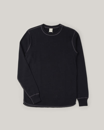 BUZZ RICKSON WAFFLE KNIT THERMAL - BLACK