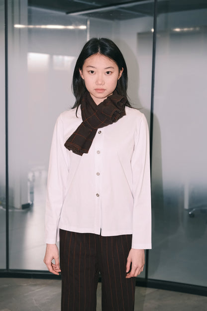 WORK WORKS ZIGZAG EMBROIDERY JERSEY SCARF - BROWN/ ORANGE