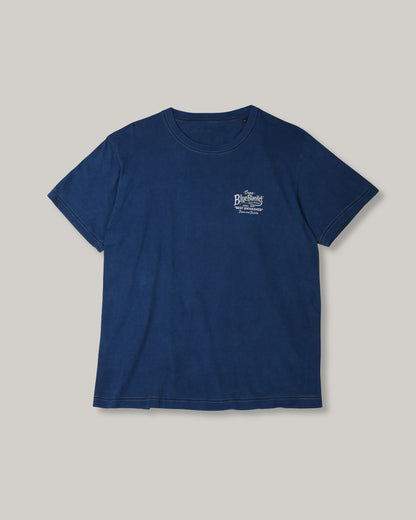 BLUE BLANKET JEANS TUBULAR LOGO T-SHIRT - INDIGO