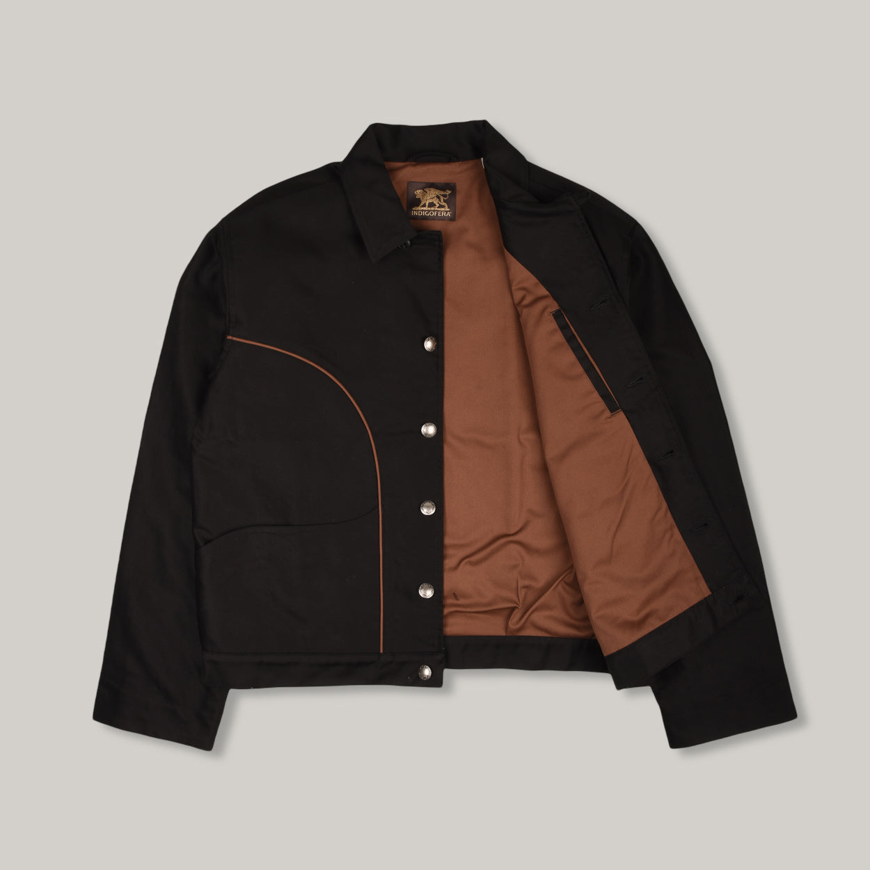 INDIGOFERA SLIDER JACKET - GIZA COTTON MOLESKIN - BLACK