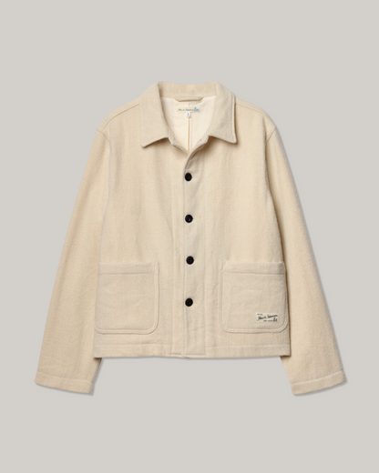 MERZ B. SCHWANEN CROPPED JKT08 WOOL UNISEX JACKET - NATURAL