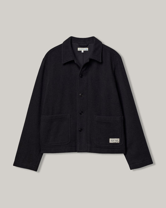 MERZ B. SCHWANEN CROPPED JKT08 WOOL UNISEX JACKET - DEEP BLACK