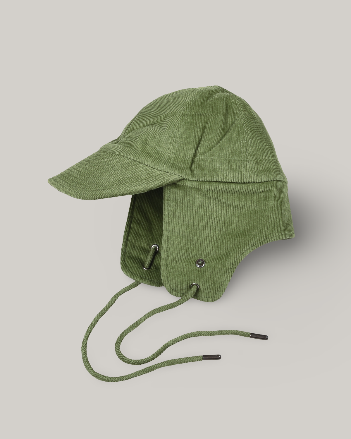 KARDO QUILTED CORDUROY FLAP CAP - GREEN