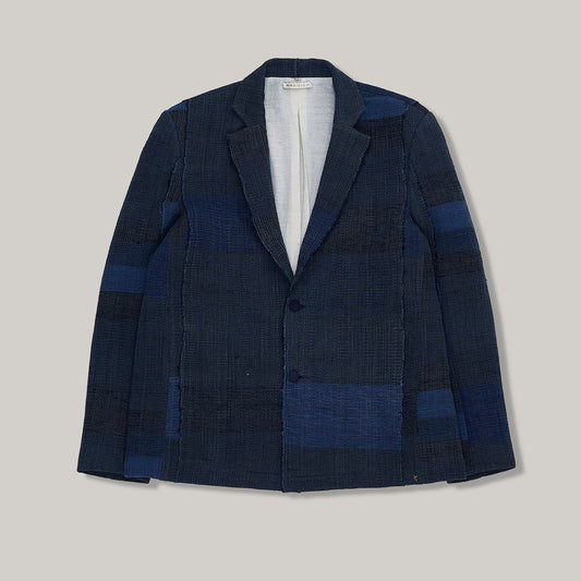 11.11 HAND WOVEN PATCHWORK JACKET - INDIGO