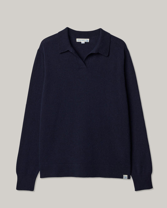 MERZ B. SCHWANEN KNIT POLO 01 -  DARK NAVY
