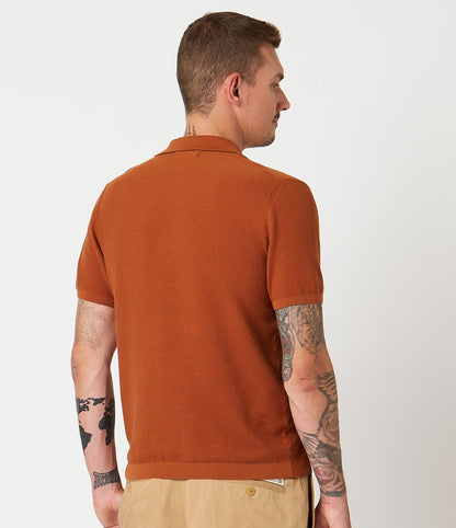 MERZ B SCHWANEN KNITTED POLO - CARAMEL