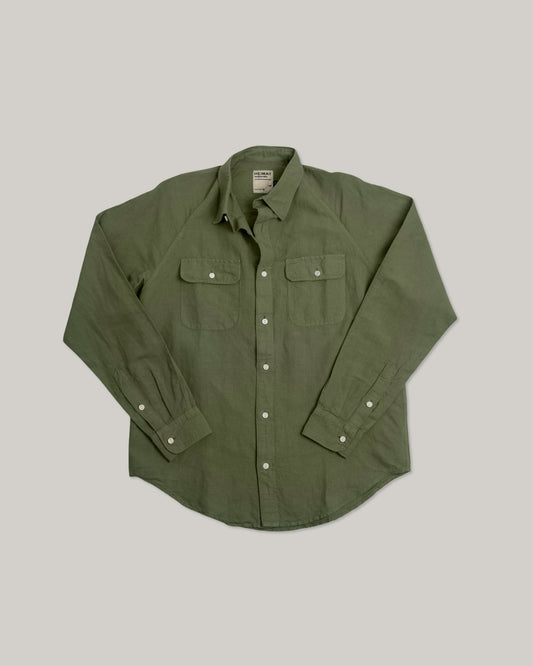 HEIMAT COTTON/ HEMP WORK SHIRT - MILITARY GREEN