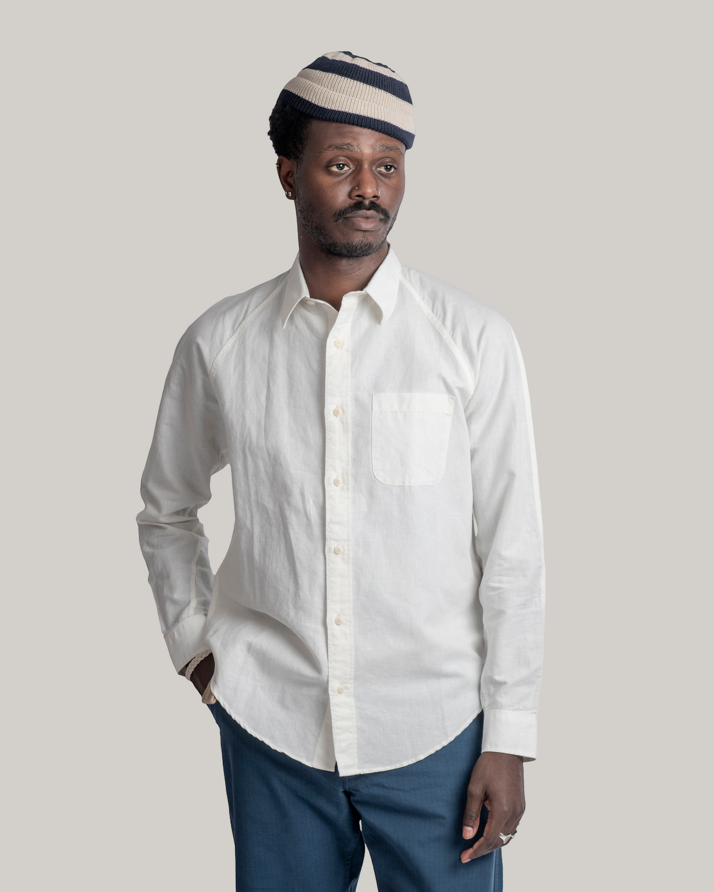 HEIMAT COTTON/ HEMP ARTIST SHIRT GD - WHITE