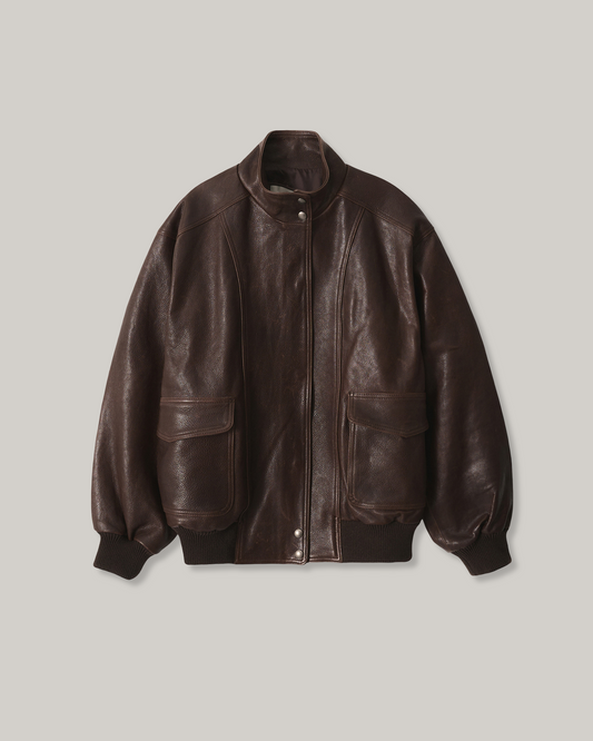 NOTHING WRITTEN STAND COLLAR BLOUSON - VINTAGE BROWN