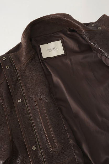 NOTHING WRITTEN STAND COLLAR BLOUSON - VINTAGE BROWN