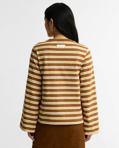 BARBOUR MAPLEWOOD STRIPED LONG-SLEEVE T-SHIRT-  TAN/ BIRCH