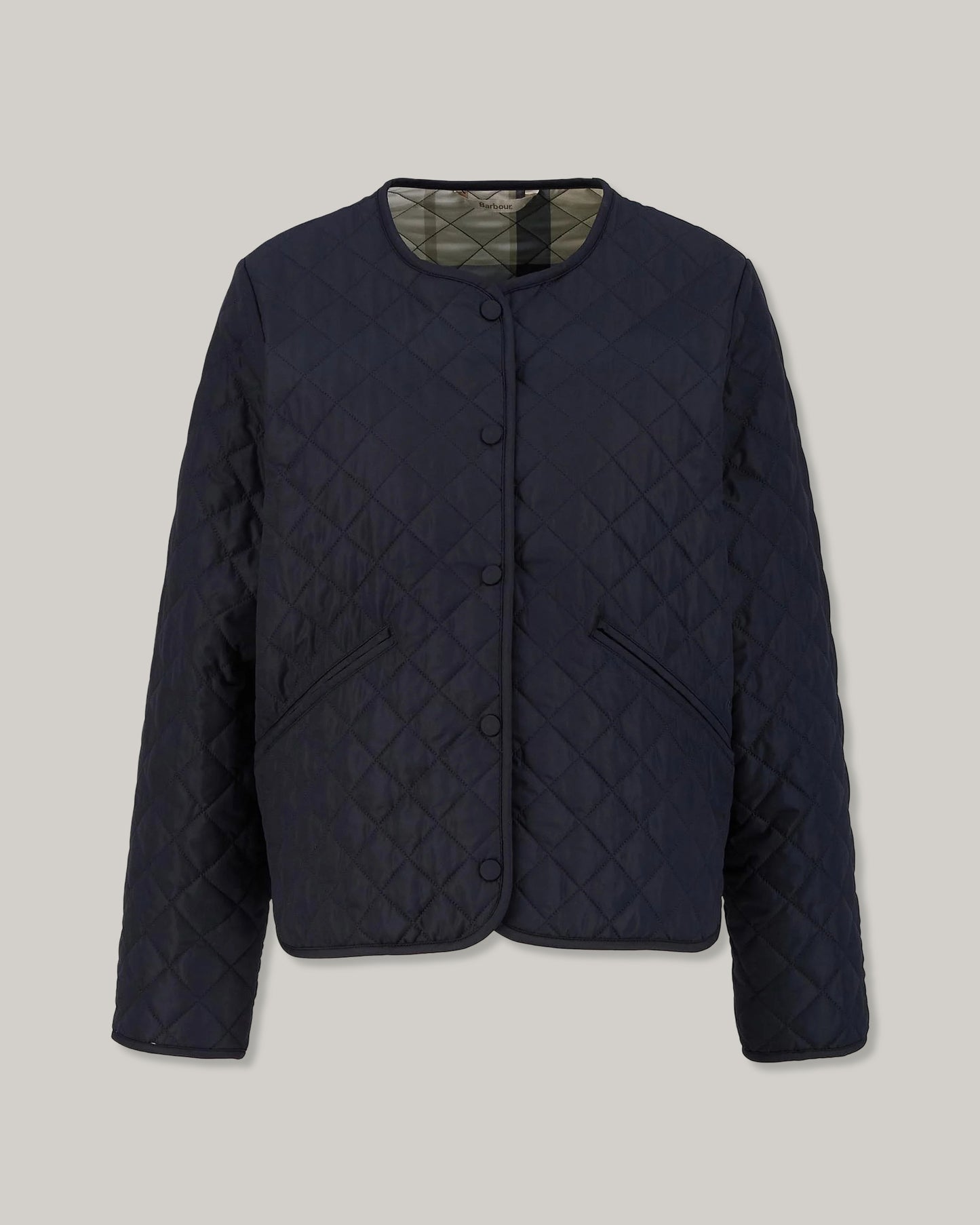 BARBOUR CASHEL COLLARLESS QUILTED JACKET - DARK NAVY
