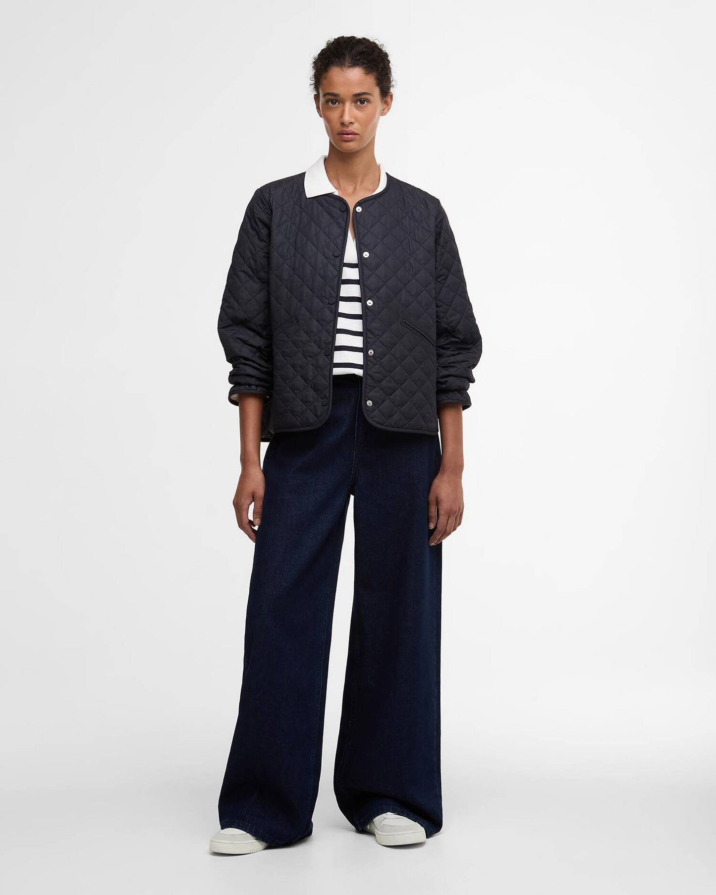 BARBOUR CASHEL COLLARLESS QUILTED JACKET - DARK NAVY
