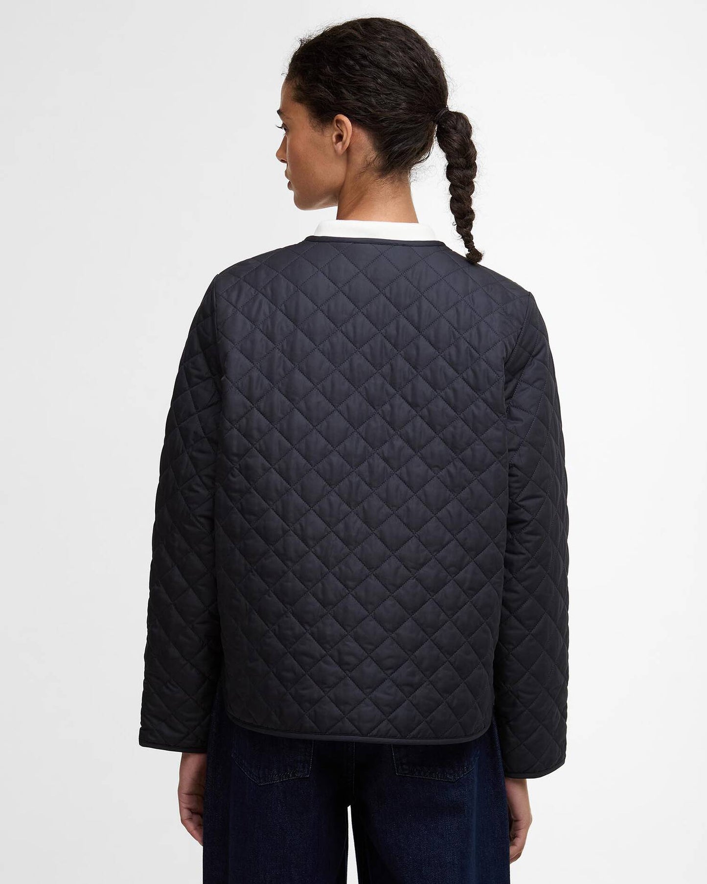 BARBOUR CASHEL COLLARLESS QUILTED JACKET - DARK NAVY