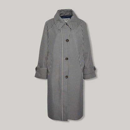 BARBOUR NADINE CHECKED SHOWERPROOF CAR COAT - NAVY/ LIGHT SAND GINGHAM