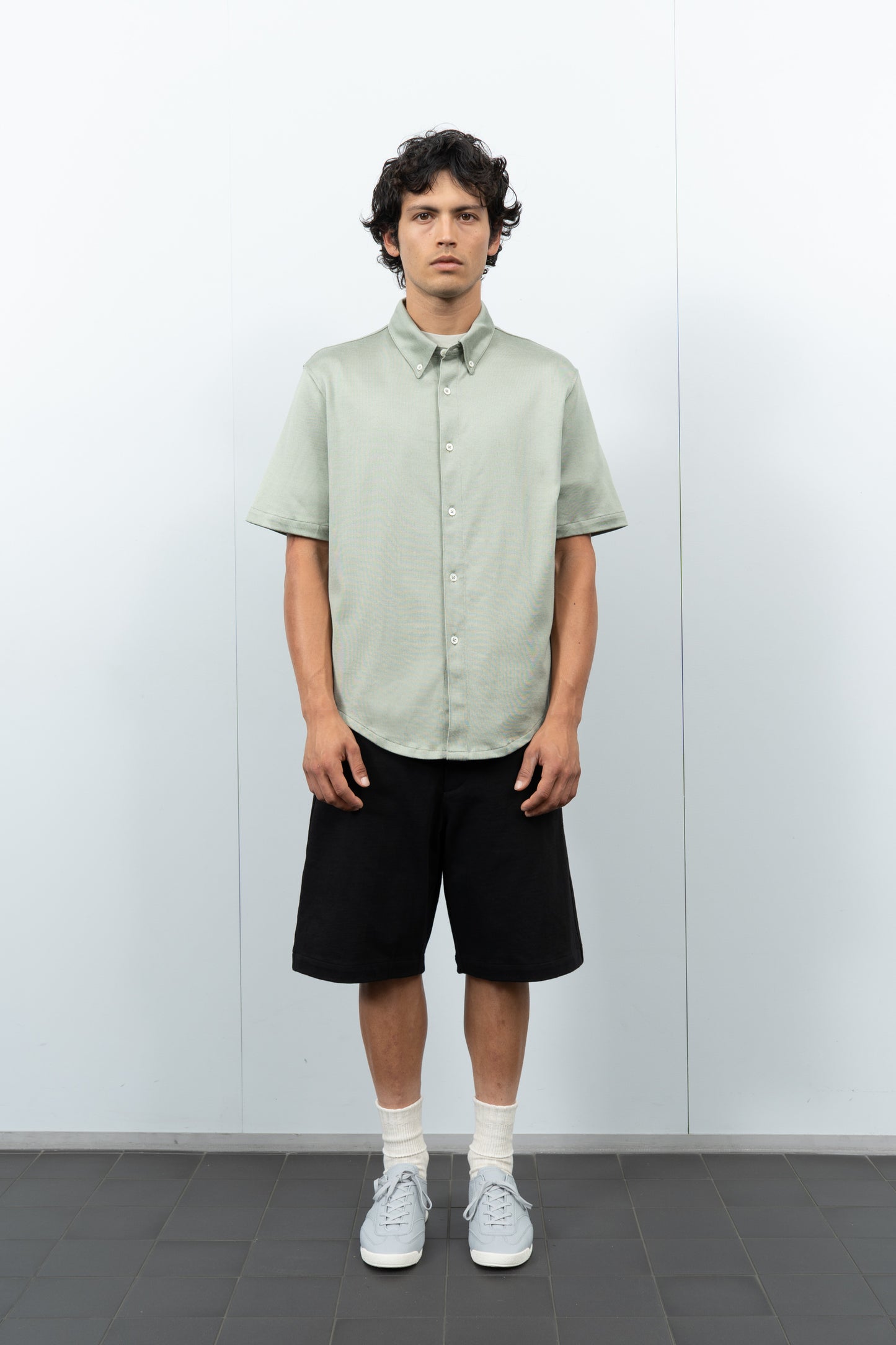LADY WHITE CO. SS JERSEY BUTTON DOWN - PISTACHIO