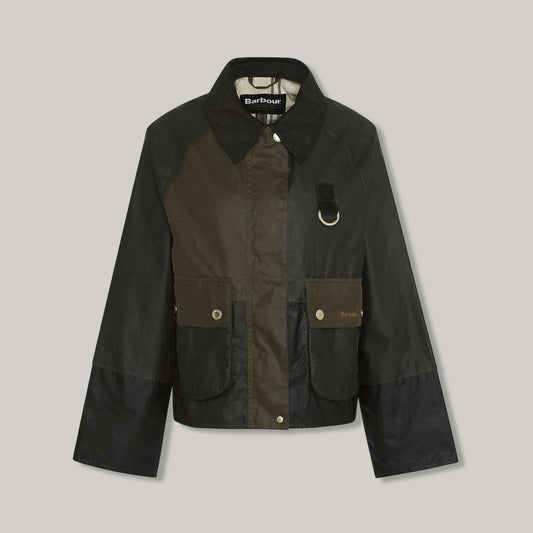 BARBOUR ALMA WAXED JACKET - ARCHIVE OLIVE/ BLACK/ BEECH