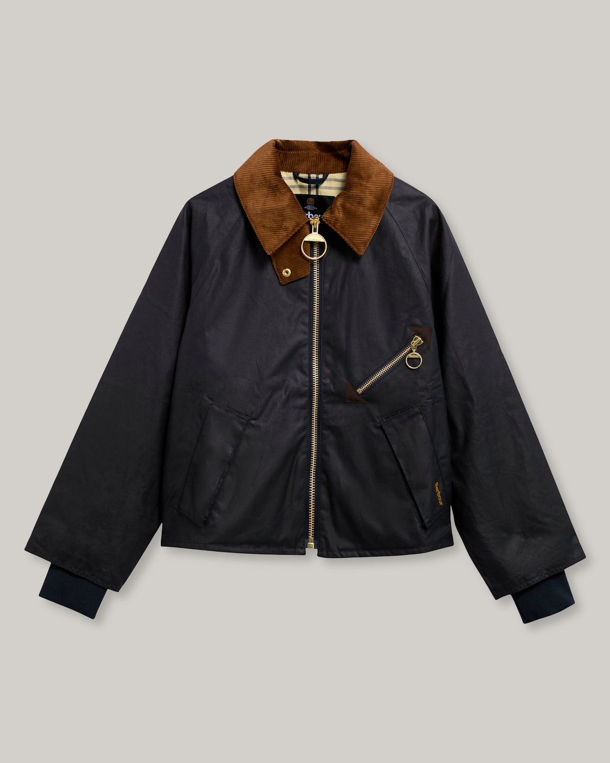 BARBOUR ARLENE WAX CHECK - NAVY/ ANCIENT