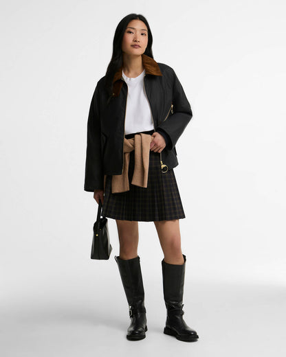 BARBOUR ARLENE WAX CHECK - NAVY/ ANCIENT
