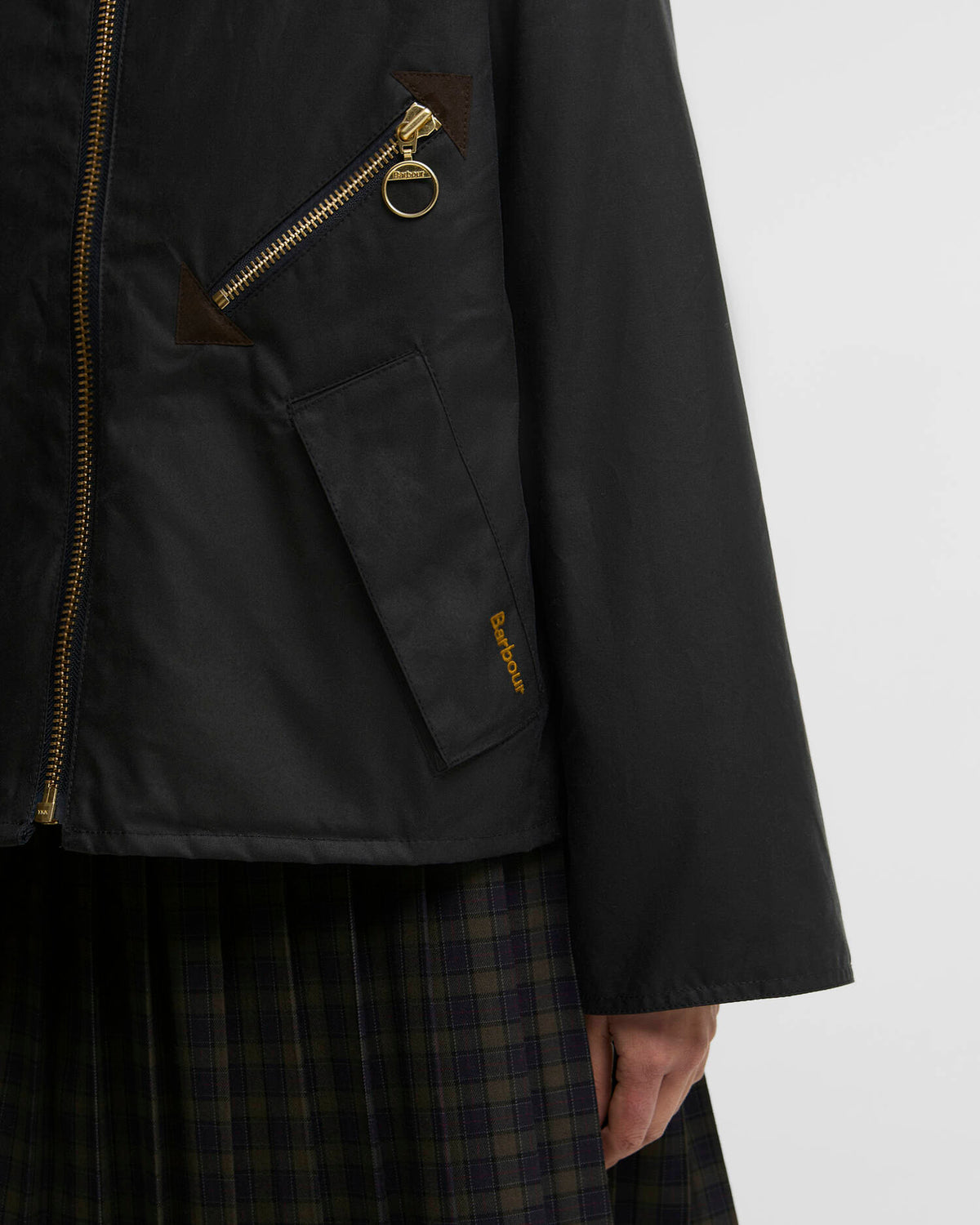 BARBOUR ARLENE WAX CHECK - NAVY/ ANCIENT