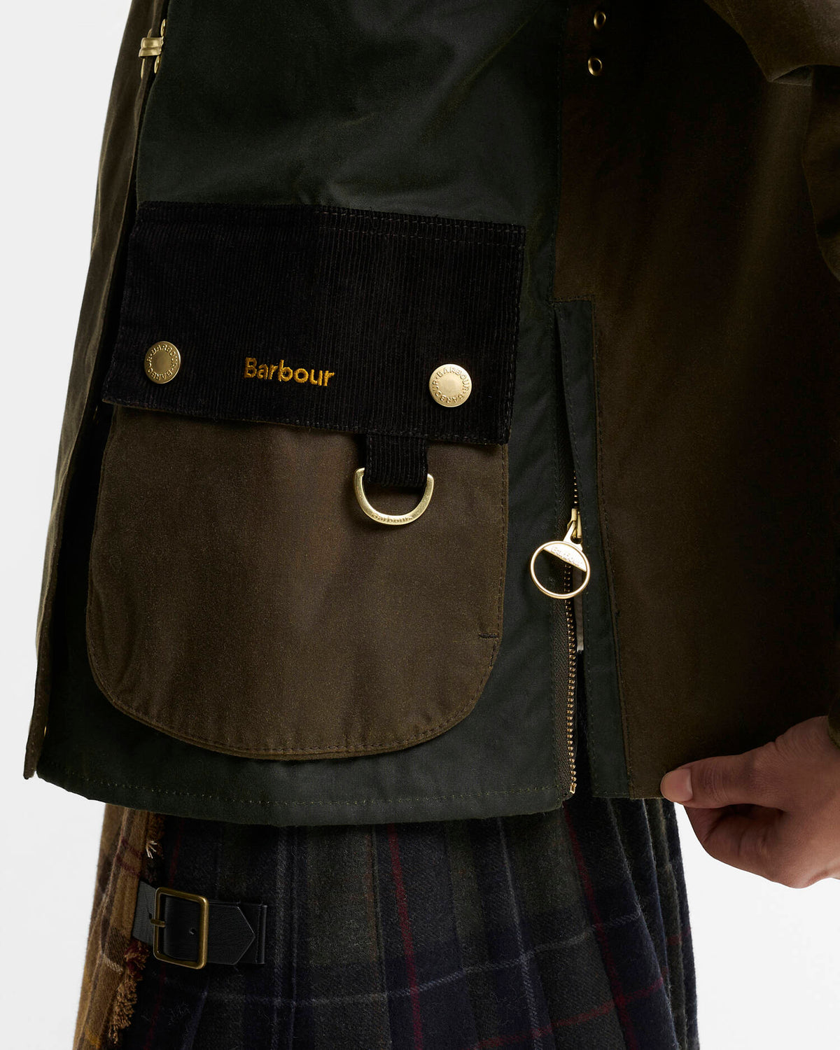 BARBOUR HAZLEWOOD WAXED JACKET - BEECH/ FERN/ MXED TARTAN