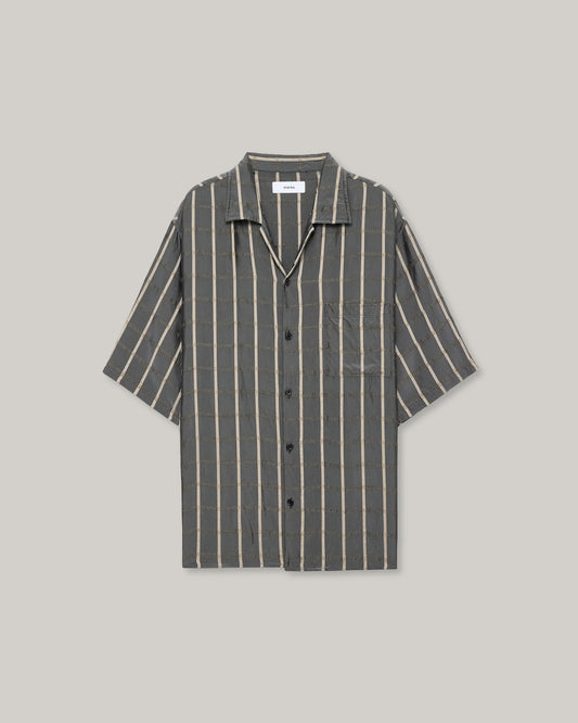 MARKA OPEN COLLAR SS SHIRT - GREY CHECK