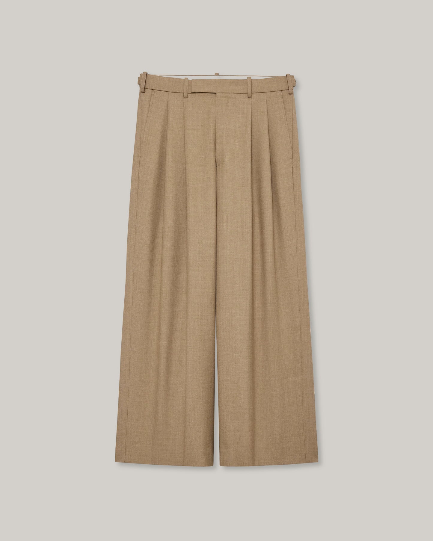 MARKA DOUBLE PLEATED BAGGY TROUSERS - BEIGE