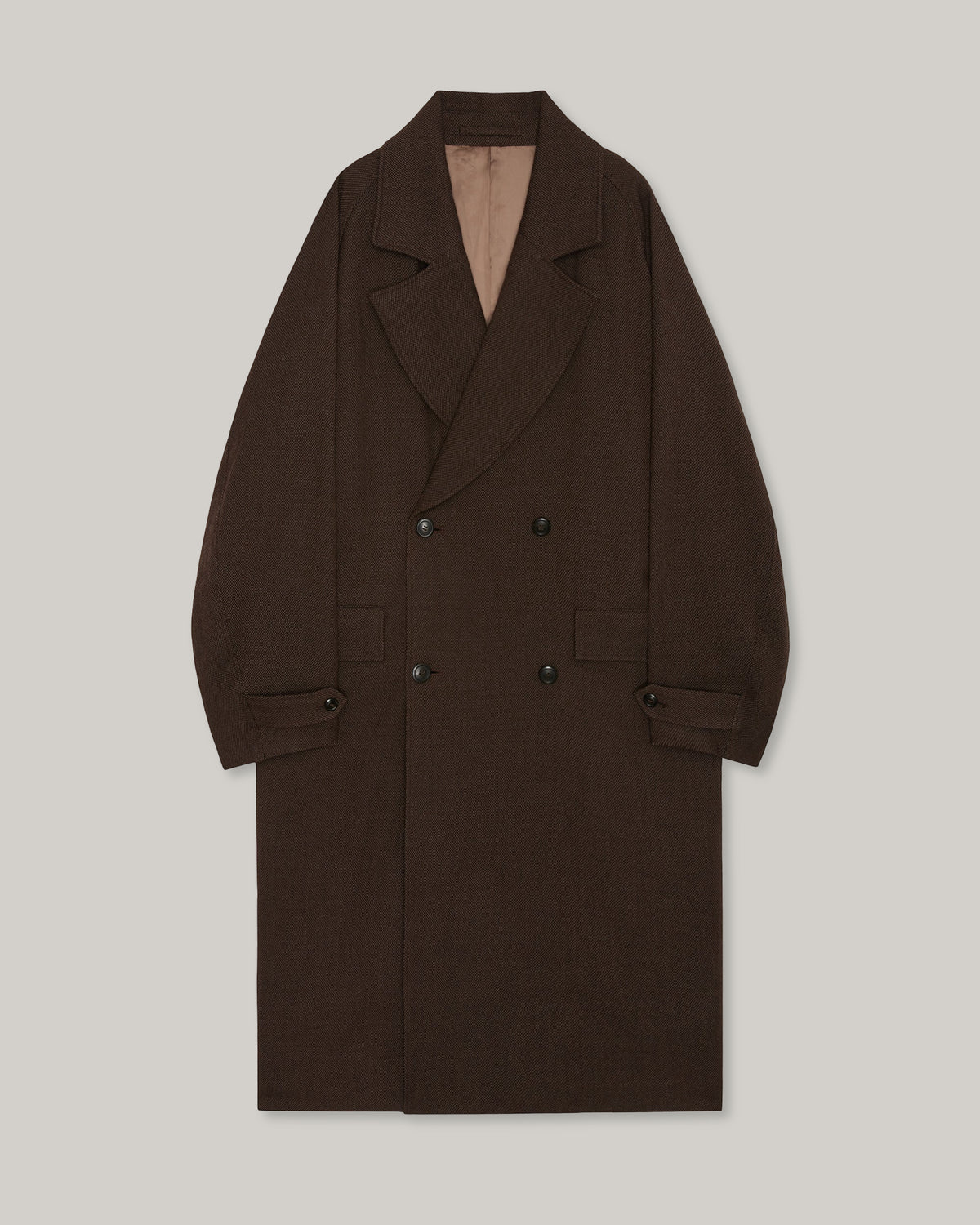 MARKA WOOL SERGE GREAT COAT - BROWN BIRD'S EYE