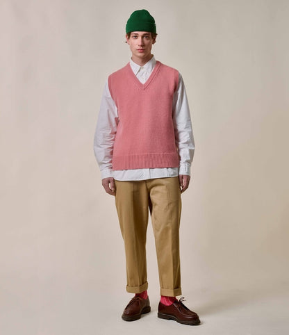 MERZ B SCHWANEN MERINO WOOL VEST - ROSEWOOD
