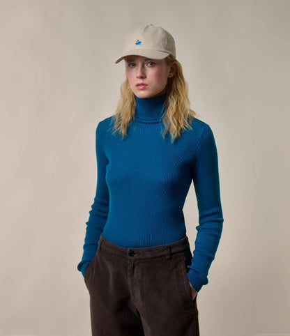 MERZ B. SCHWANEN WOMEN'S MERINO TURTLENECK PULLOVER - CARBON BLUE
