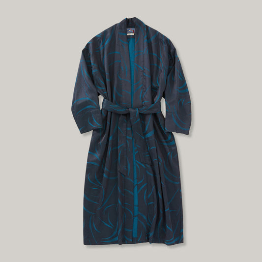 BLUE BLUE JAPAN WOMEN'S MEBUKI SATIN HAORI JACKET - DARK NAVY