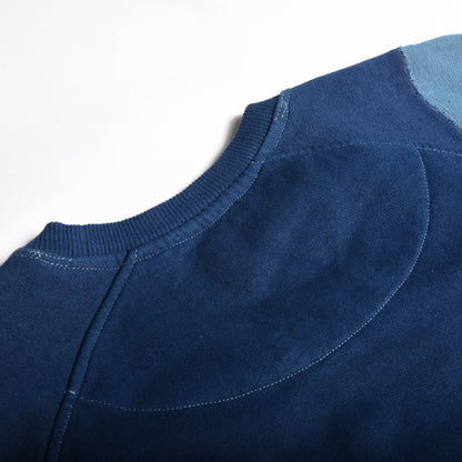 11.11 SHADES OF INDIGO PATCHWORK COTTON SWEATSHIRT