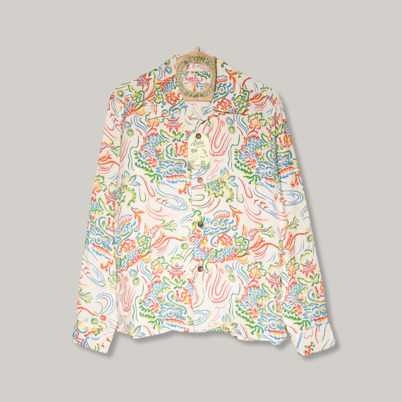 SUN SURF LS SHIRT "GUARDIAN SPIRIT" -  OFF WHITE