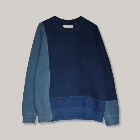 11.11 SHADES OF INDIGO PATCHWORK COTTON SWEATSHIRT