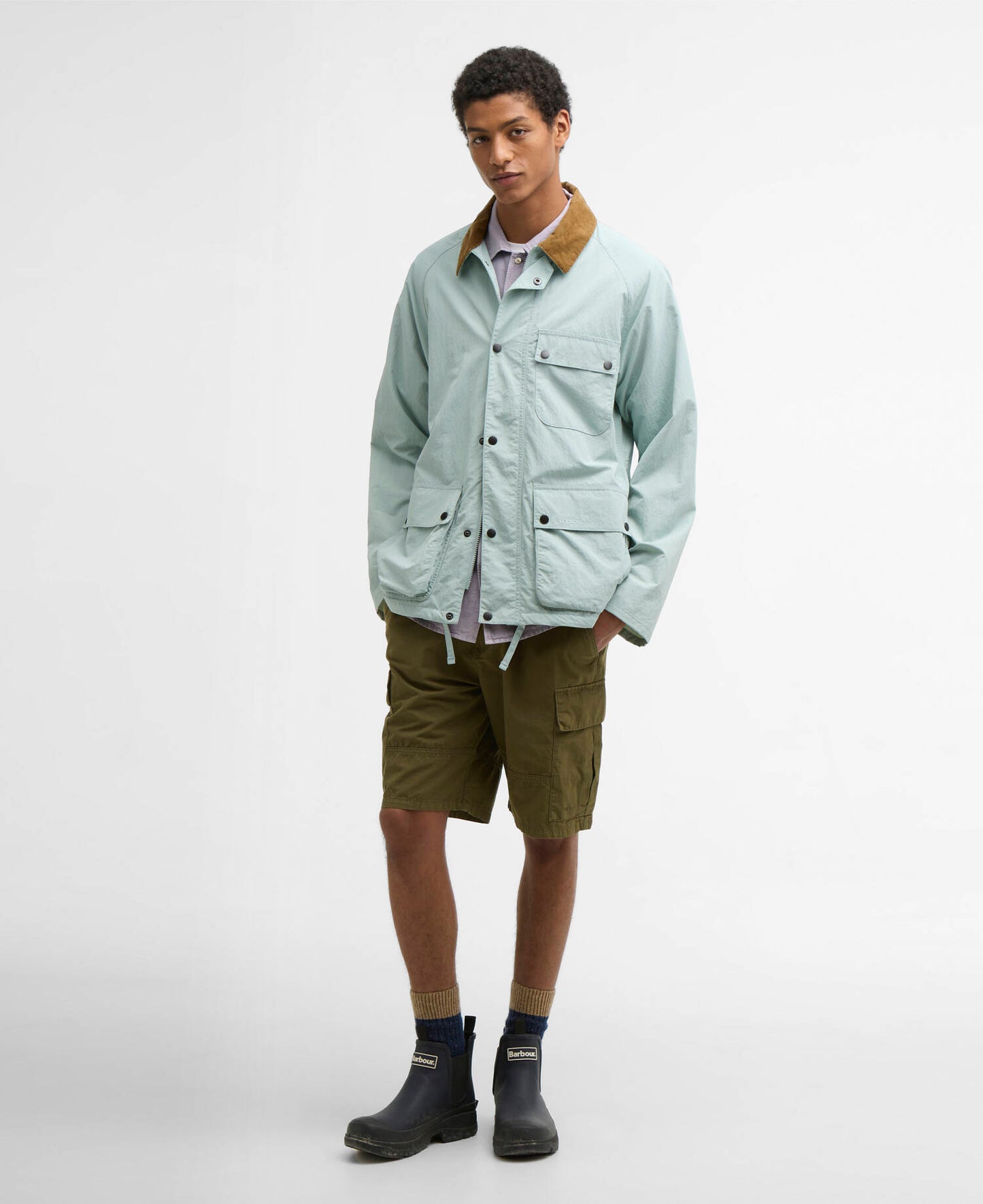 BARBOUR MODIFIED SOLWAY SHOWERPROOF JACKET - MINT BLUE