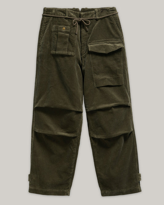 BARBOUR x NORBIT OVERSIZED CORD TROUSERS - OLIVE