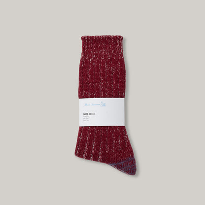 MERZ B. SCHWANEN M72 MERINO WOOL SOCKS - RED/ NATURAL MELANGE