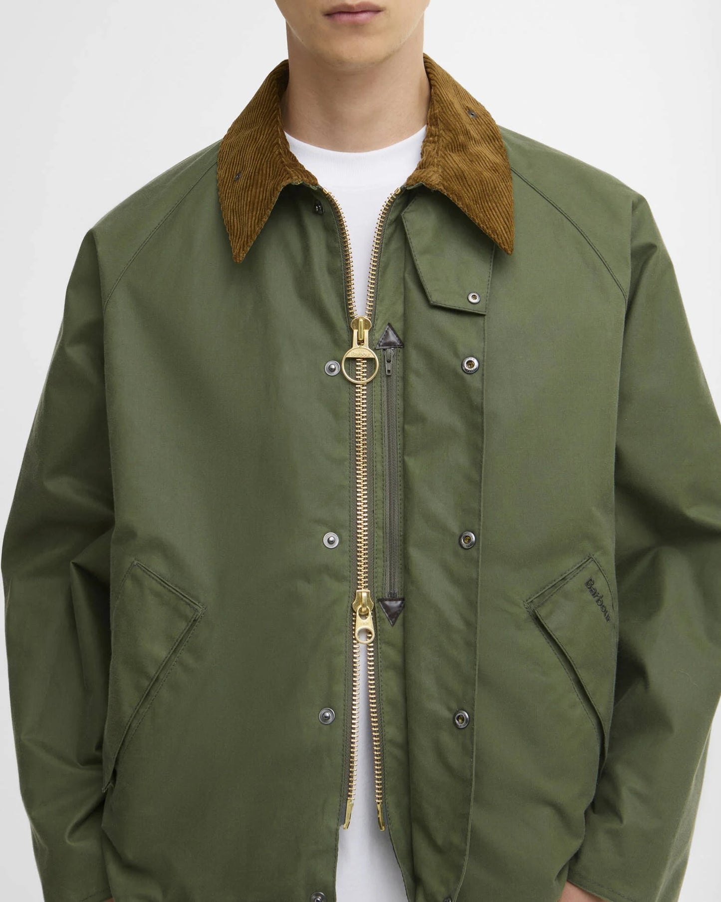 BARBOUR OS TRANSPORT WAXED JACKET - LIGHT MOSS