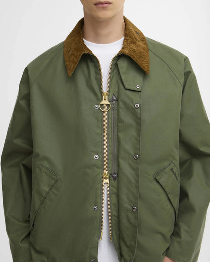 BARBOUR OS TRANSPORT WAXED JACKET - LIGHT MOSS