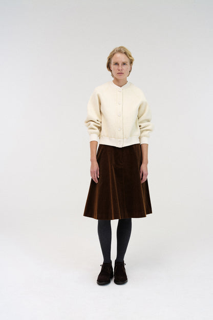 NOTHING WRITTEN ROLIN CORDUROY FLARED SKIRT - BROWN