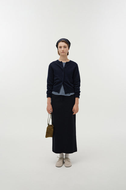 NOTHING WRITTEN DIENE ROUND CARDIGAN - DARK NAVY