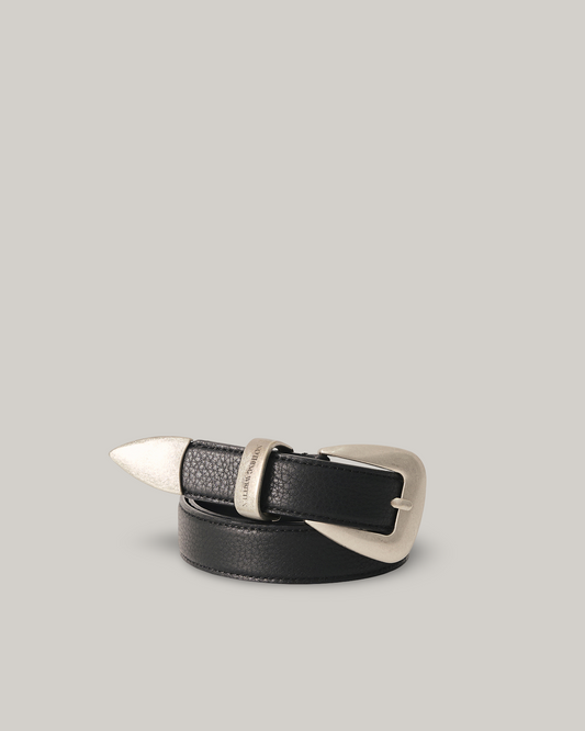 NOTHING WRITTEN WESTERN SILVER BELT - BLACK